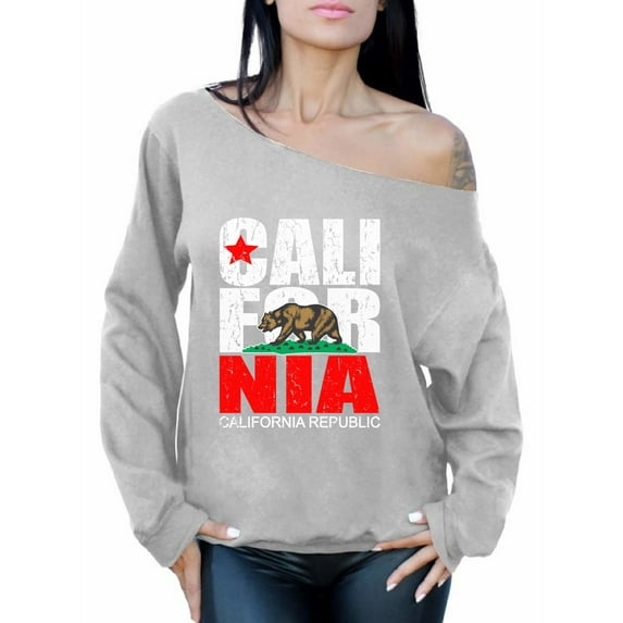 Awkward Styles California Republic Off Shoulder Sweatshirt California Bear Sweater California Sweater for Women Cali Gifts Cali Bear Oversized Sweatshirt Gifts from California