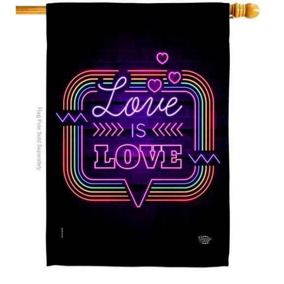 Ornament Collection H192724-BO Love Is Neon Support Pride 28 x 40 in. Double-Sided Decorative Vertical House Flags for Decoration Banner Garden Yard Gift
