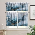 thumbnail image 3 of Marble Texture Valances Set for Kitchen, Blue White and Gold Abstract Marble Home Decor Rod Pocket Window Drapes for Kitchen Living Room Dining Room Office 52x18 Inch + 27x36 Inch X 2, 3 of 5
