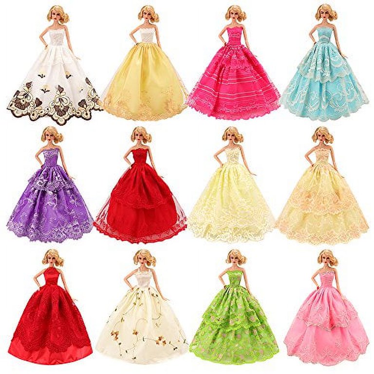 BARWA Pink Wedding Dress For 11.5 Inch Doll - Princess Gown With Veil (Great Christmas Gift)