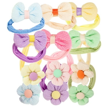 12pcs Elastic Hair Ropes Bow Hair Ties Girls Ponytail Holders Floral Hair Accessories