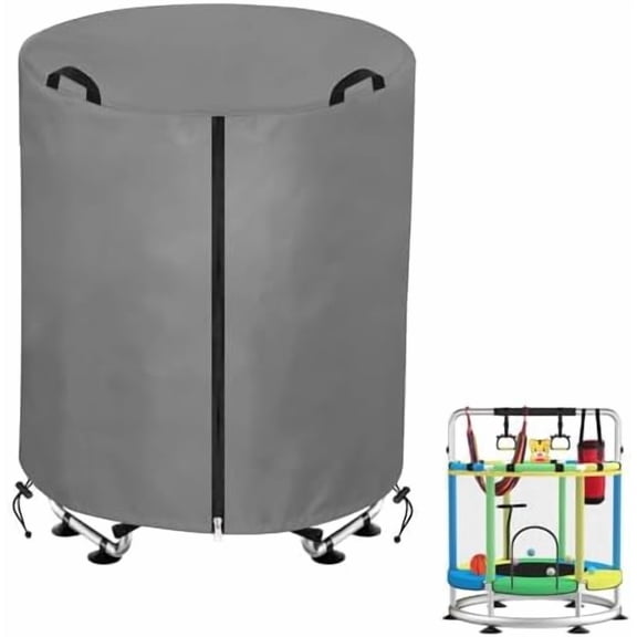 Kids Trampoline Cover, suitable for 55-inch round kids' trampolines. 600D Oxford cloth Weather-resistant Trampoline Cover UV resistant Windproof Outdoor Toddler Trampoline Covers(Gray)