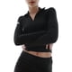 thumbnail image 3 of Sudadera Deportiva de Cuello Alto con Cremallera de un Cuarto para Mujer Negro L, 3 of 9