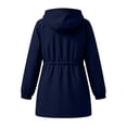 thumbnail image 5 of Ecqkame Women's Hooded Waterproof Rain Jackets Outdoor Casual Long Sleeve Drawstring Waist Windbreaker Outerwear with Pockets Navy S, 5 of 7