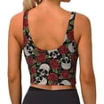 thumbnail image 3 of Vsdgher Red Rose Skull Print Women Sleeveless Athletic Tank Top Built-in Bra Camisole Sports Vest for Yoga Running Fitness Exercise with Removable Pads, 3 of 8