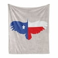 thumbnail image 1 of Texas Star Soft Flannel Fleece Throw Blanket, Bald Eagle Silhouette with Lone Star Wings of Freedom Animal, Cozy Plush for Indoor and Outdoor Use, 50" x 60", Violet Blue Vermilion, by Ambesonne, 1 of 6