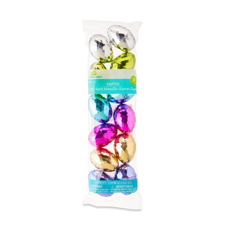 Easter Multicolor Metallic Plastic Fillable Eggs, 1.69 in, 12 Count, by Way To Celebrate