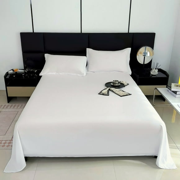 Minimalist Washed Cotton Bed Sheet – 220x230cm Breathable Single Bedding Set, White (Easy-Care Fabric)