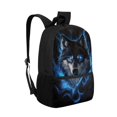 thumbnail image 2 of Binienty Blue Flame Wolf 17 Inch School Bookbag for Kids Lightweight Student Backpack With Padded Laptop Compartment Side Mesh Pockets for Primary Middle School Daily Use Travel, 2 of 6