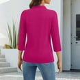 thumbnail image 4 of 3/4 Length Sleeve Womens Tops 2026 Spring Summer Collared Polo Shirts V Neck Casual Basic Polos Tees Shirt Purple 3XL, 4 of 6