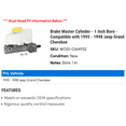 thumbnail image 2 of Brake Master Cylinder - 1 Inch Bore - Compatible with 1995 - 1998 Jeep Grand Cherokee 1996 1997, 2 of 2