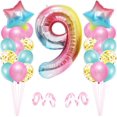 thumbnail image 1 of Globo de niña de 9º cumpleaños, 9º cumpleaños, globo rosa número 9, decoración de cumpleaños, globo de feliz cumpleaños, decoración de fiesta de cumpleaños de 9ª niña, 1 of 5