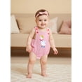 thumbnail image 3 of BemeyourBBs Newborn Baby Girl Summer Clothes Duck Outfit Bubble Romper Overalls Duck Print Sleeveless Suspender Jumpsuit Bodysuit Playsuit, 3 of 9
