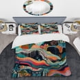 thumbnail image 2 of Designart "Aqua and Leaf Fusion" Minimalism Bedding Covert Set - Abstract Minimalism Blue Abstract Bed Set With 2 Shams, 2 of 6