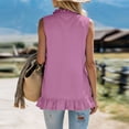 thumbnail image 7 of TGSLY Sleeveless Halter Tank Tops for Women Scalloped Deep V Neck Solid Color Blouses Loose Flowy Fit Ruffle Hem Boho Casual Style Shirts M, 7 of 7
