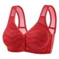 thumbnail image 6 of Wang6 Womens Button Front Closure Bras Seamless Wireless Push up Everyday Bra Full Coverage Padded Bras Wave Printed T-Shirt Bralettes Red S, 6 of 6