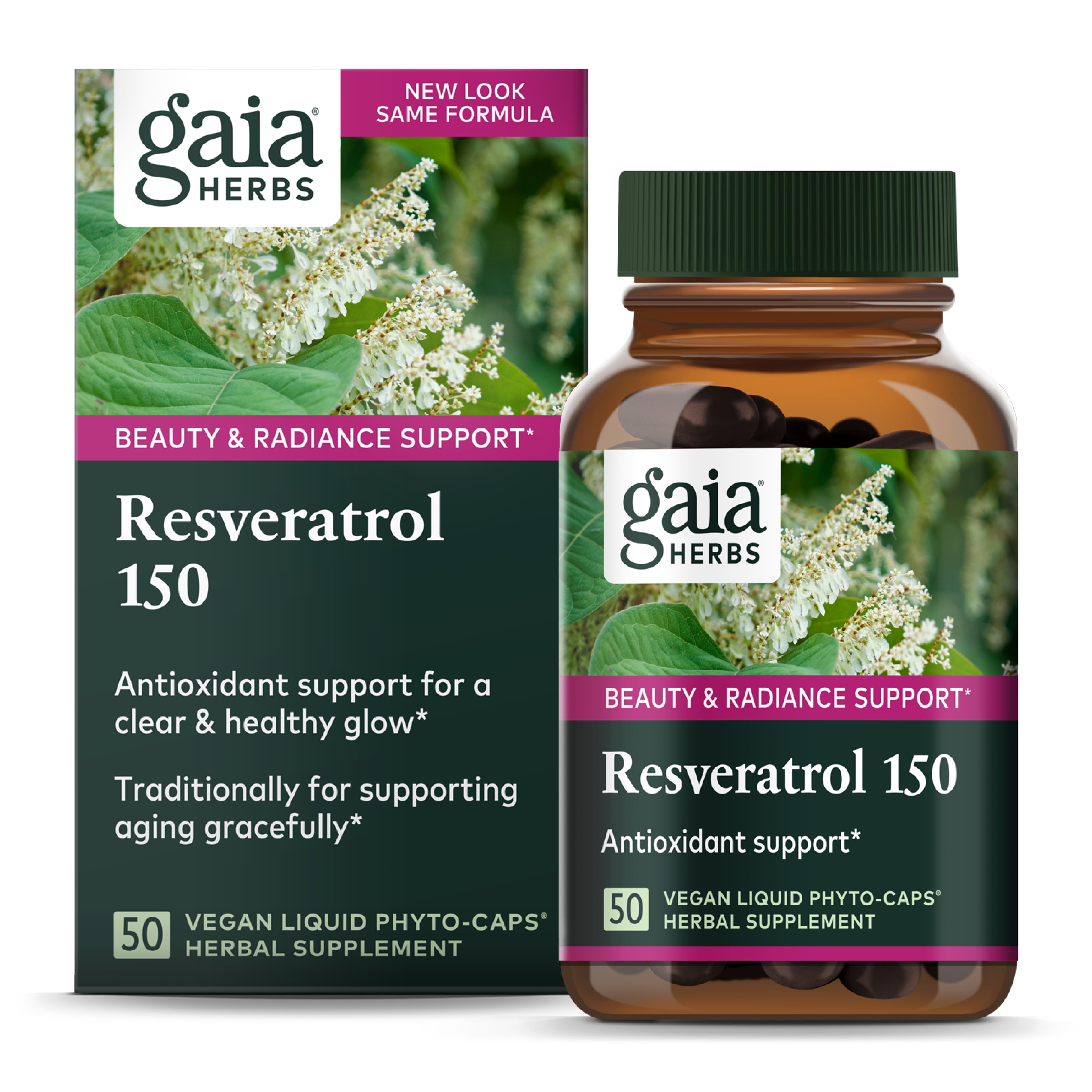 Gaia Herbs Resveratrol 150 Beauty & Radiance Antioxidant Support