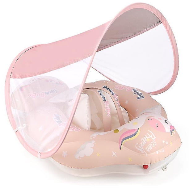 Flotador de piscina para bebé con toldo de protección solar Upf50+, flotador inflable para bebé sin voltear con cola para niños pequeños de 3 a 48 meses Botao