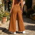 thumbnail image 4 of Oiangi Womens Plus Size Wide Leg Pants Elastic Waist Palazzo Pant Fall Trendy Ankle Trousers with Pockets Orange XL, 4 of 7