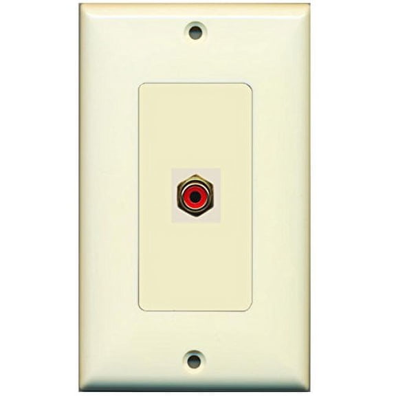 RiteAV - 1 RCA Red for Subwoofer Audio Port Wall Plate Decorative - Light Almond