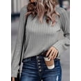 thumbnail image 2 of Top Dokotoo de manga larga de primavera para mujer, talla grande, gris, 2 of 6
