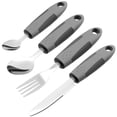 thumbnail image 1 of Jetcloudlive 4 Pzas Utensilios Adaptativos de Acero Inoxidable Utensilios Construidos para Adultos Juego Completo de Cubiertos con Peso Antideslizantes de Fácil Agarre, 1 of 11