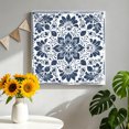 thumbnail image 2 of Canvas Wall Art, Blue Floral Framed Canvas Prints for Bedroom Office, Ethnic Boho Botanical Geometric Art Large Gallery Wrapped Wall Decor for Home Office, Gifts, 16"x16" Ship Next Day, 2 of 9