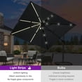 thumbnail image 4 of PURPLE LEAF 10 Feet Patio Umbrella with Base Outdoor Cantilever Solar Powered LED Swivel Square Umbrella Aluminum Offset Umbrella with 360-degree Rotation for Garden Deck Pool Patio, Grey, 4 of 13
