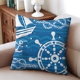 thumbnail image 4 of Throw Pillow Cases Set of 2 Navy Blue Anchors Pillow Covers 18x18, Coastal Nautical Lumbar Cushion Cases for Sofa Home Bedroom Living Room Beach Pillow Cover, 4 of 7