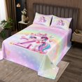 thumbnail image 2 of Erosebridal Pink Unicorn Coverlet Set King, Initial Z Letter Bedding Set, Flower Decor 3-Piece, 2 of 5