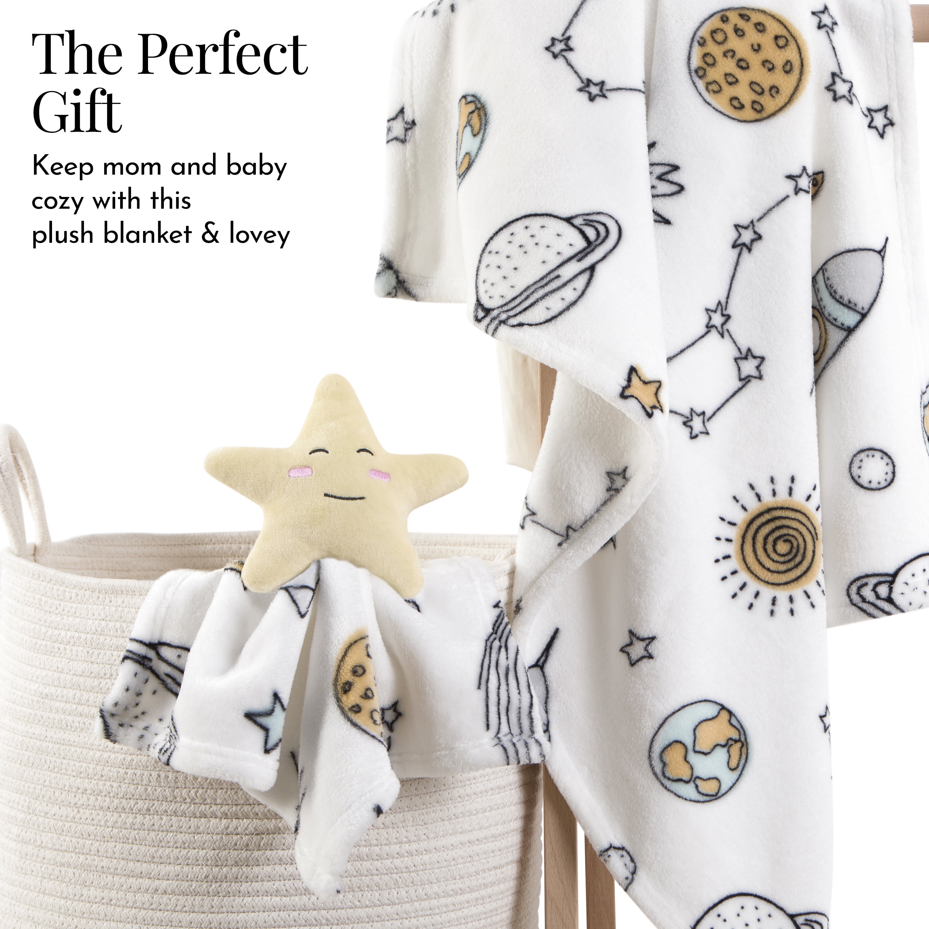 Evolur AstroNap Blanket 2 pc Gift Set - Blanket with Lovey Space Print