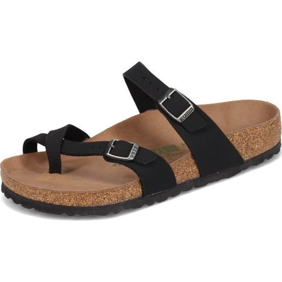 Birkenstock Women's Mayari Oiled Leather Sandal, Black, 6 W / 4 M US