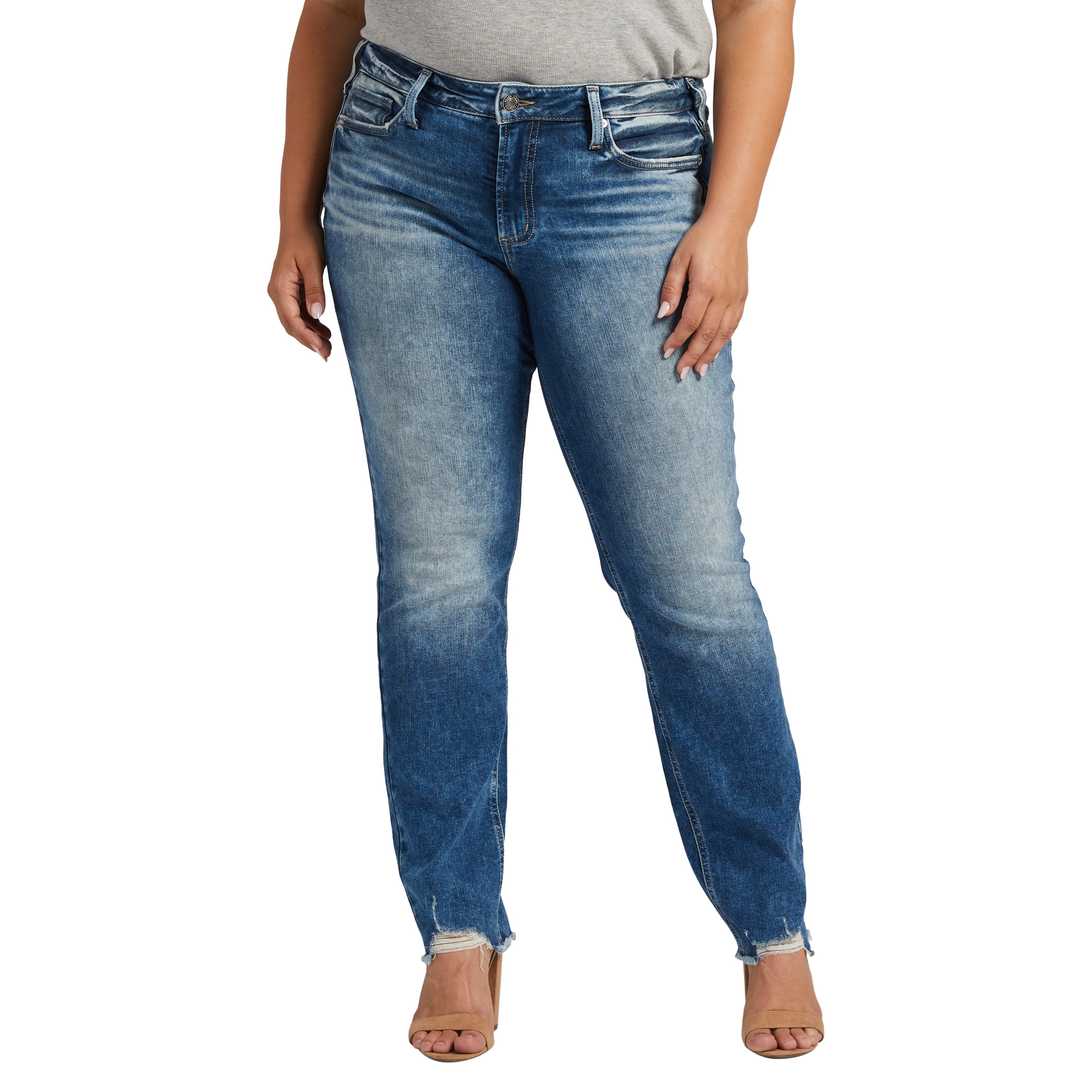 Silver Jeans Co. Plus Size Suki Mid Rise Straight Leg Jeans , Waist ...