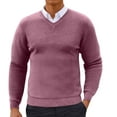 thumbnail image 1 of Men's Solid Color V-Neck Long Sleeve Sweater - Breathable Polyester, Casual and Fashionable for Daily Wear, 1 of 5