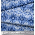 thumbnail image 3 of Soimoi Blue Cotton Cambric Fabric Damask Watercolor Fabric Prints By Yard 56 Inch Wide, 3 of 3