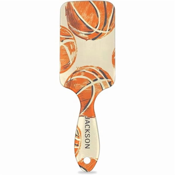 wonima11 Personalized Cute-Basketball Detangler-Hair-Brush for Boys-Kids,Glides Through Tangles Comb,Custom Name Hair Brushes for All Hair Types Wet/Dry/Curly/Thick Hair,Beige