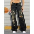 thumbnail image 2 of aPAY Jeans for Women Long Denim Hole Pants Y2k Vintage Street Style  Regular Size, 2 of 4