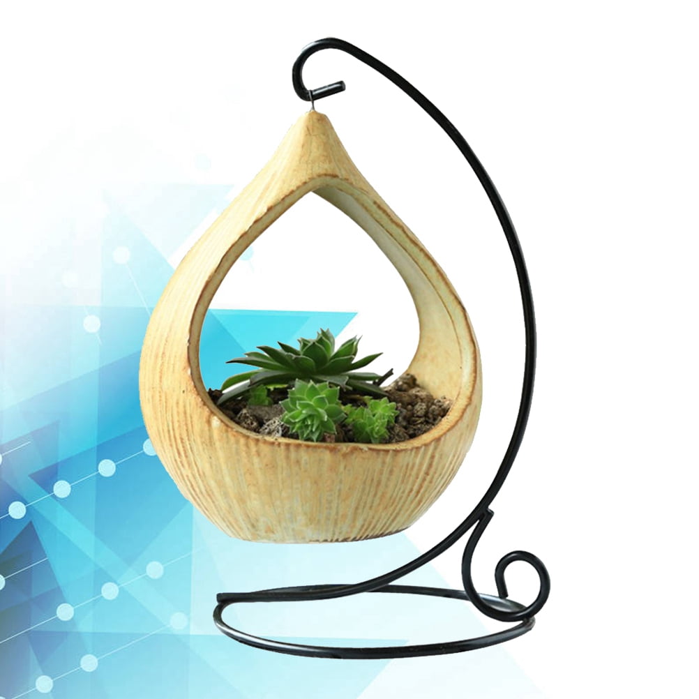 FRCOLOR Ceramic Hanging Basket for Plants Suitable for Home Office Decor Mini Planter 4.5 inch