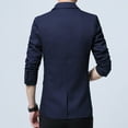 thumbnail image 3 of SWSMCLT Men's Business Sport Coat Fall Blazer Jacket Long Sleeved Blazer Fitted Pocket Button Navy 42, 3 of 5