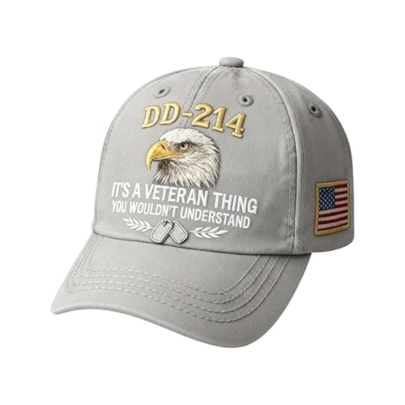 DD 214 Veterans' Matter Hat, Military Service Baseball Cap for Men, Patriotic Veteran Day Gifts for Retired Soldiers, Embroidered Baseball Cap Eagle Printed Commemorative Veterans Day Baseball Cap