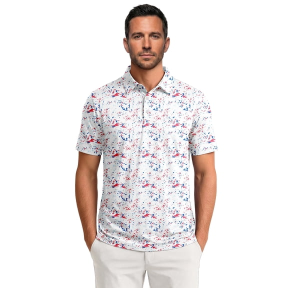 GENTS BLISS Golf Men Shirts Short Sleeve Shirts for Men Floral Print Men Polo Shirts