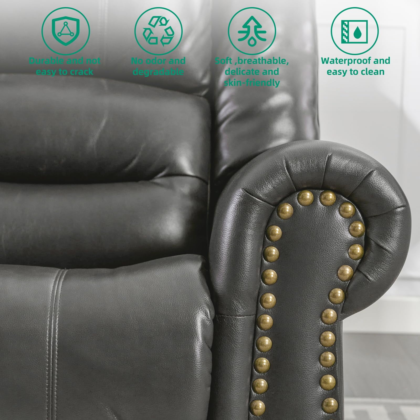 VIVIJASON Massage Swivel Rocker Recliner Chair with Heat & Vibration, 360° Swivel Manual Glider Rocking Reclining Chair with 2 Remote Controls, Side Pockets & USB Ports for Living Room, Gray