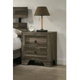 thumbnail image 3 of Rustic Two Drawer Nightstand with Brown Gray Finish, Solid Wood Bedroom Furniture, 21.1"W x 16.3"D x 24"H, Featuring Round Handles for Stylish Storage, 3 of 6