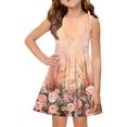 thumbnail image 2 of LTTVQM Dress for Girls Casual Floral Sundress Boho Sleeveless Midi Dress Vacation Crewneck Summer Spring Dresses Saffron 12-13 Years, 2 of 5