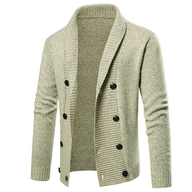 Weiqiqre Cardigans pour Hommes Nouvelle Arrivée Automne et Hiver Col en V Robe Chandail Manches Longues Ajusté Mode Cardigan Tricoté