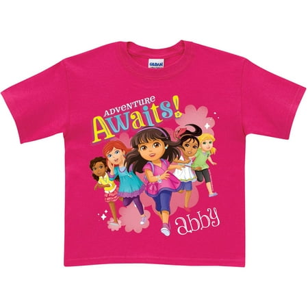 Personalized Dora and Friends Adventure Awaits Girls' T-Shirt, Hot Pink