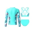 thumbnail image 2 of TiaoBug Kids Girl 3 Piece Rash Guard Swimsuits Set Floral Long Sleeve Shirt Cami Crop Top and Brief Beach Swimwear Zipper Lake Green 12, 2 of 7