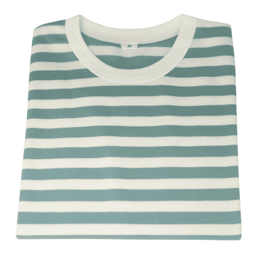 Striped Cotton T-Shirt, Striped T-Shirt, Teal and White - XLarge