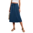 thumbnail image 2 of Fantaslook Womens Midi Skirts Elastic High Waist Skirt Flowy Trendy Skirts with Pockets, 2 of 9