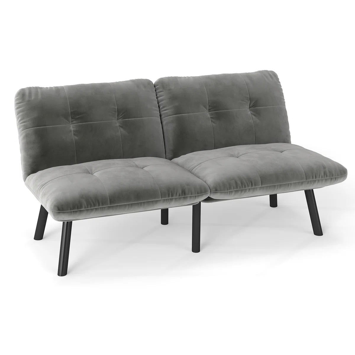 Aukfa 3-in-1 Velvet Futon Sofa Bed, 63" Sleep Sofa with Split 5-Position Backrests, Gray